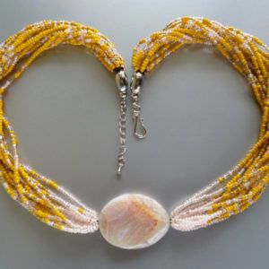 Cream Agate Pendant Necklace - HMJS