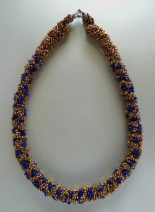 Royal Blue and Brass embroidered necklace - HMJS