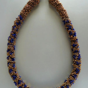 Royal Blue and Brass embroidered necklace - HMJS