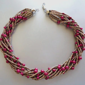 Fuchsia stone bead necklace - HMJS