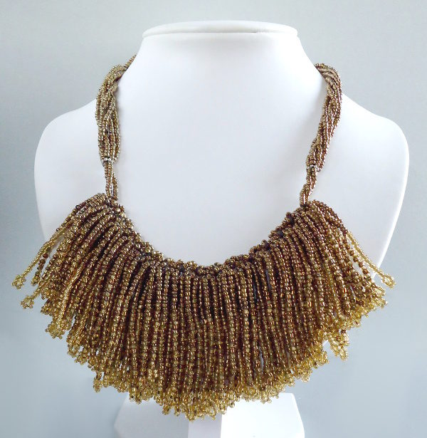 Golden Brown Tasselled Bib