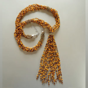 Orange & Brown long necklace