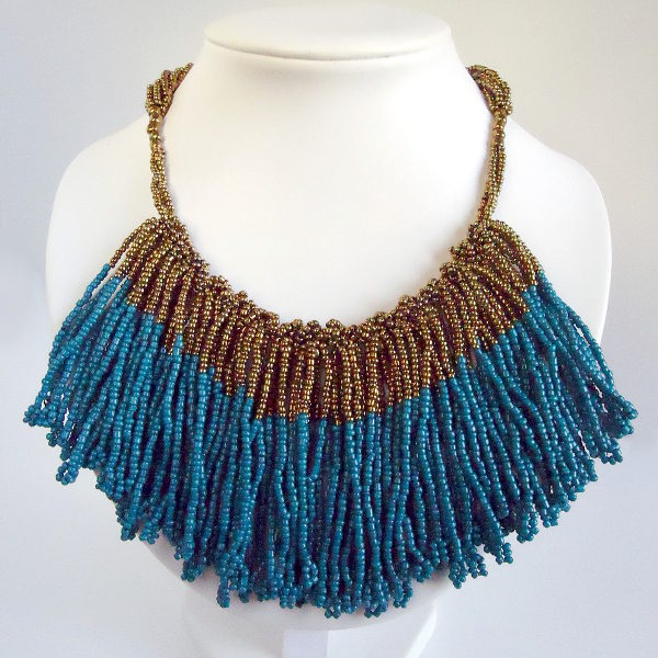 Teal Tasselled Bib