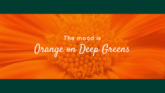 Orange & Deep Greens - Moodboard featuring HMJS Jewellery