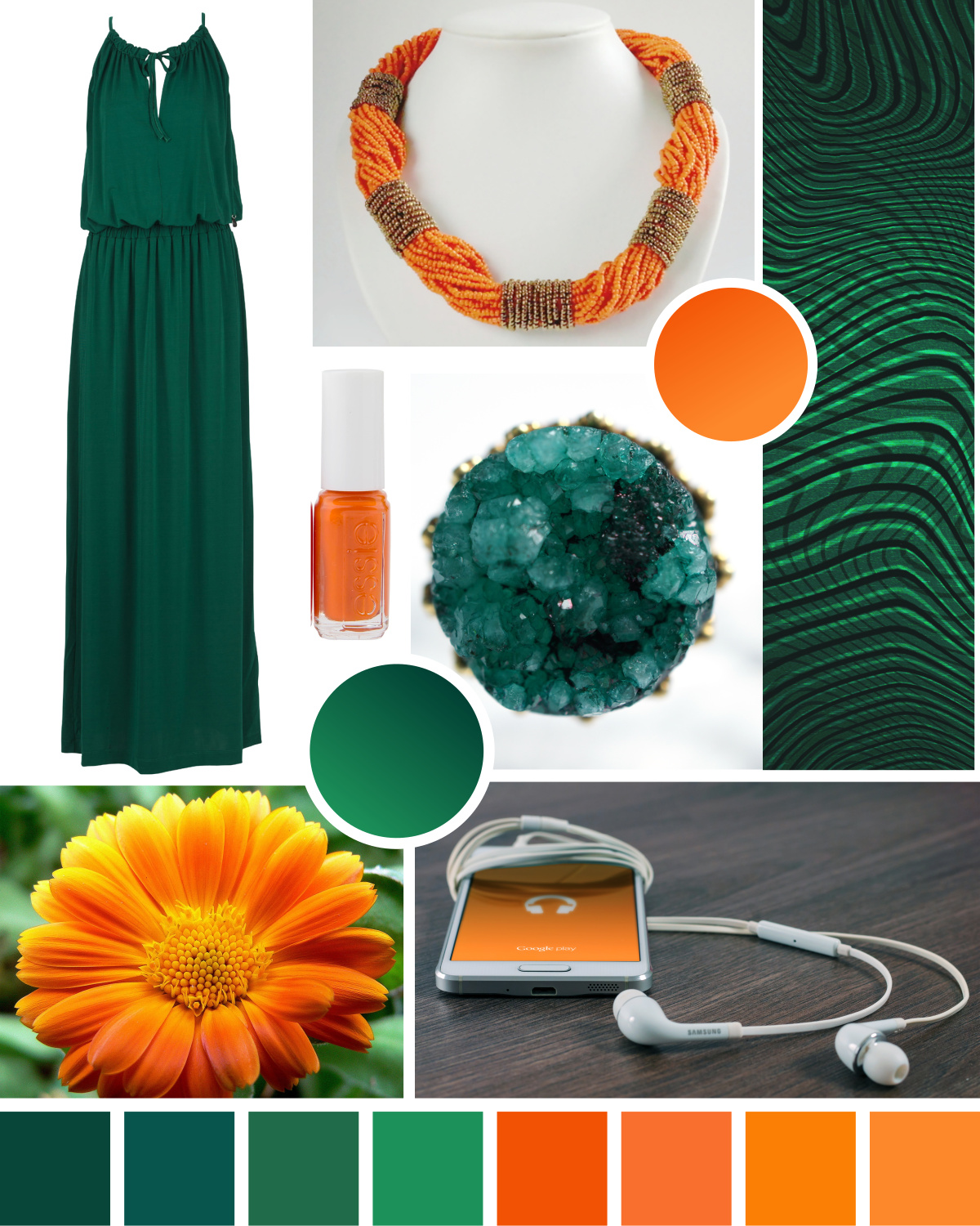 Orange & Deep Greens - Moodboard By HMJServices