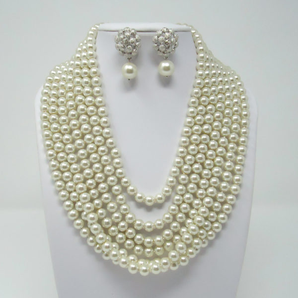Cream Multistrand Pearl Necklace by HMJServices