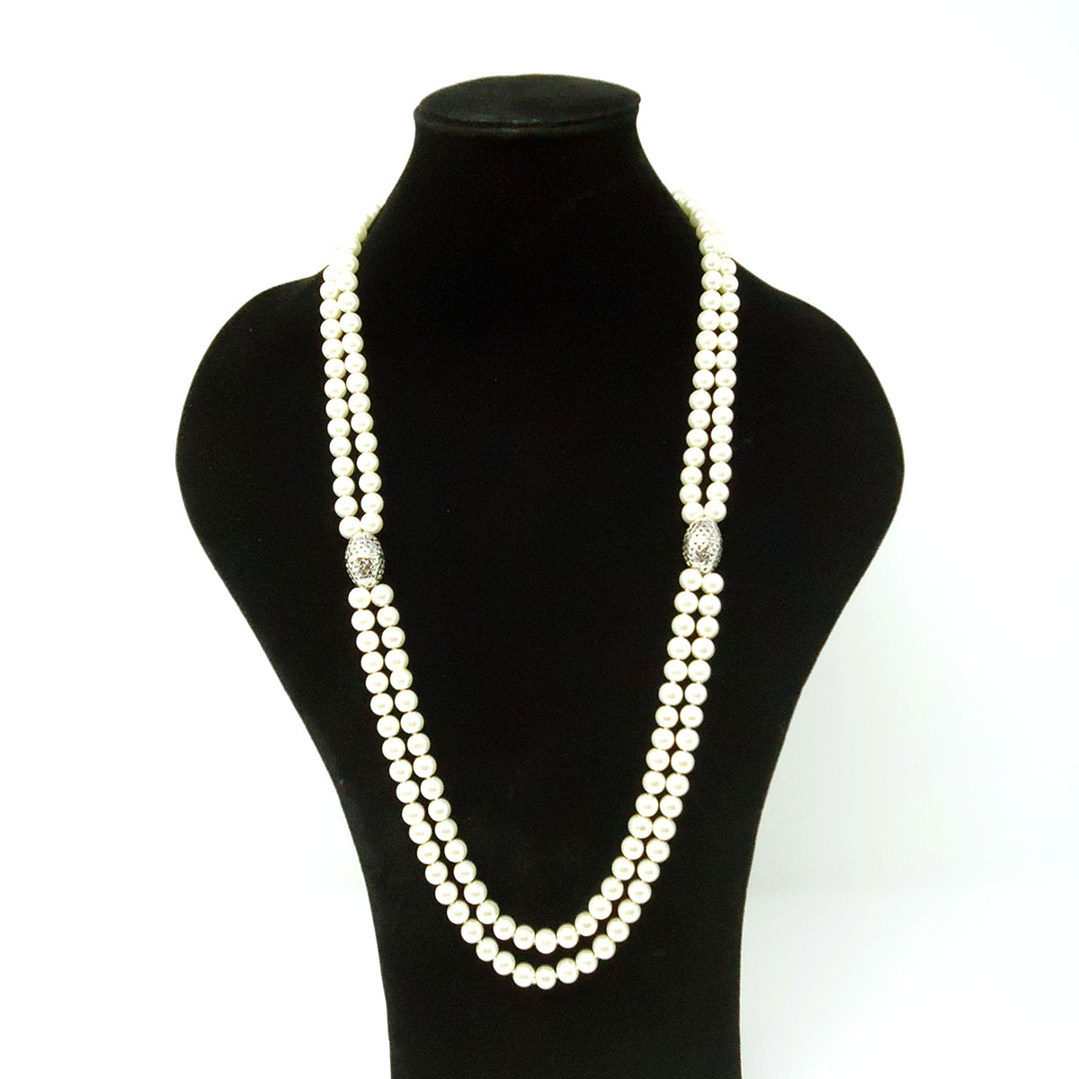 Long Faux Pearl Necklace - A New Day™ Silver/white : Target
