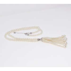 Cream Pearl Tassel Necklace by HMJServices