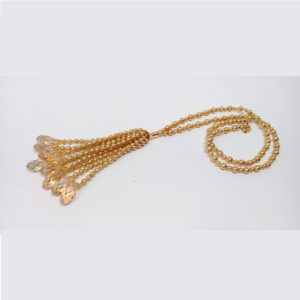 Gold pearl and crystal tassel necklace by HMJServices