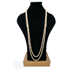 Double-strand Gold and cream pearl necklace with accents by HMJServices