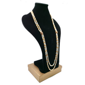 Double-strand Gold and cream pearl necklace with accents by HMJServices