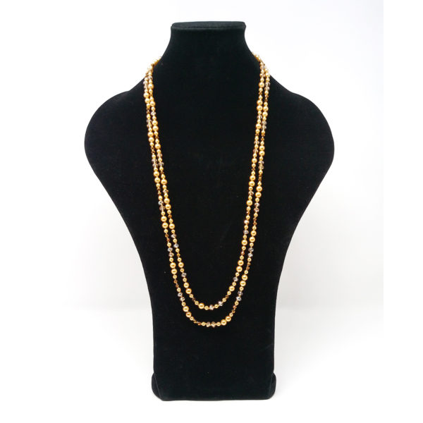 Loose and long double-strand gold pearl necklace by HMJServices