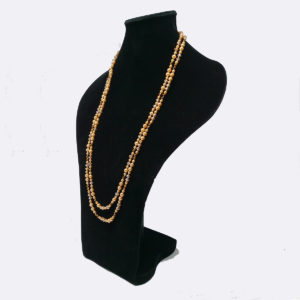 Loose and long double-strand gold pearl necklace by HMJServices