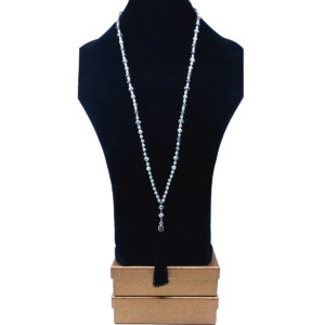 Mixed Silver Pearl Silk Tassel Necklace by HMJServices