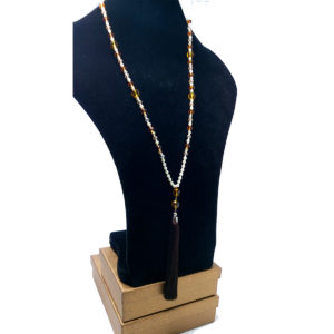 Cream Pearl & Black Silk Tassel Necklace by HMJServices