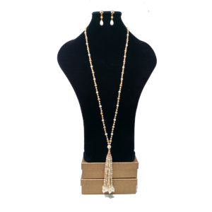 Cream and Gold Pearl Tasselled Jewellery Set by HMJServices