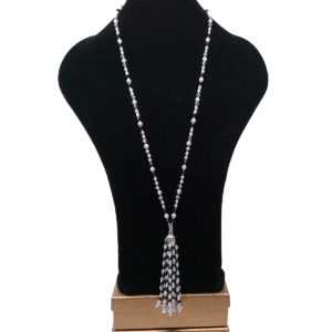 Silver Gray Pearl Tassel Necklace by HMJServices