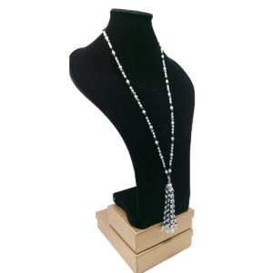 Silver Gray Pearl Tassel Necklace by HMJServices