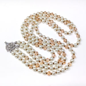 Layered Cream Pearl & Crystal Necklace by HMJServices