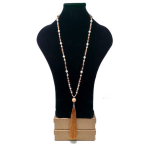 Long Brown Silk Tassel Necklace by HMJServices