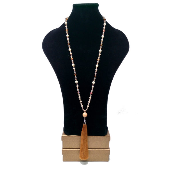 Long Brown Silk Tassel Necklace by HMJServices