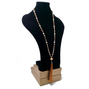 Long Brown Silk Tassel Necklace by HMJServices
