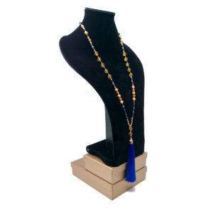 Long Royal Blue Silk Tassel Necklace by HMJServices