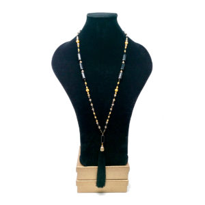 Long Black Silk Tassel Necklace by HMJServices