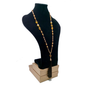 Gold Brown Silk Tassel Necklace by HMJServices