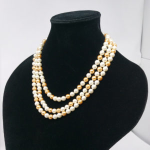 Layered Cream & Gold Pearl Necklace - Image 2