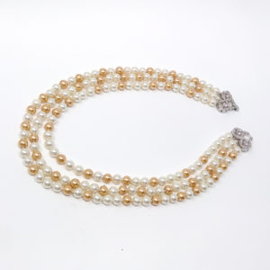 Layered Cream & Gold Pearl Necklace - Image 3