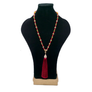 Chunky Red Silk Tassel Necklace