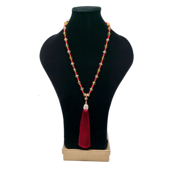Chunky Red Silk Tassel Necklace