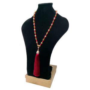 Chunky Red Silk Tassel Necklace - Image 2